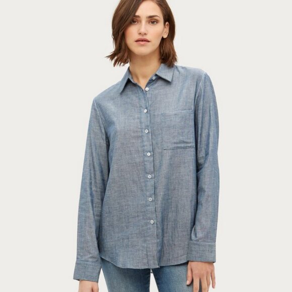 Jenni Kayne Chambray Button up Top SZ XS - Picture 3 of 10